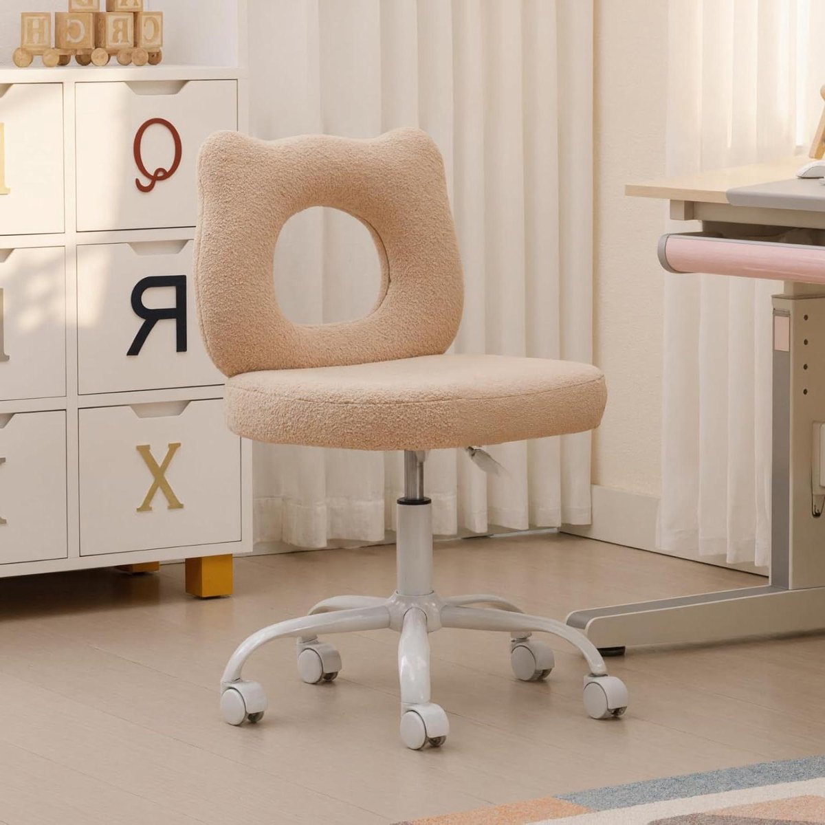 Kinderbureaustoel - Leerstoel Kinderkamer - Huiswerk Maken - Uniek Berenontwerp - 85 cm Hoog - Kaki