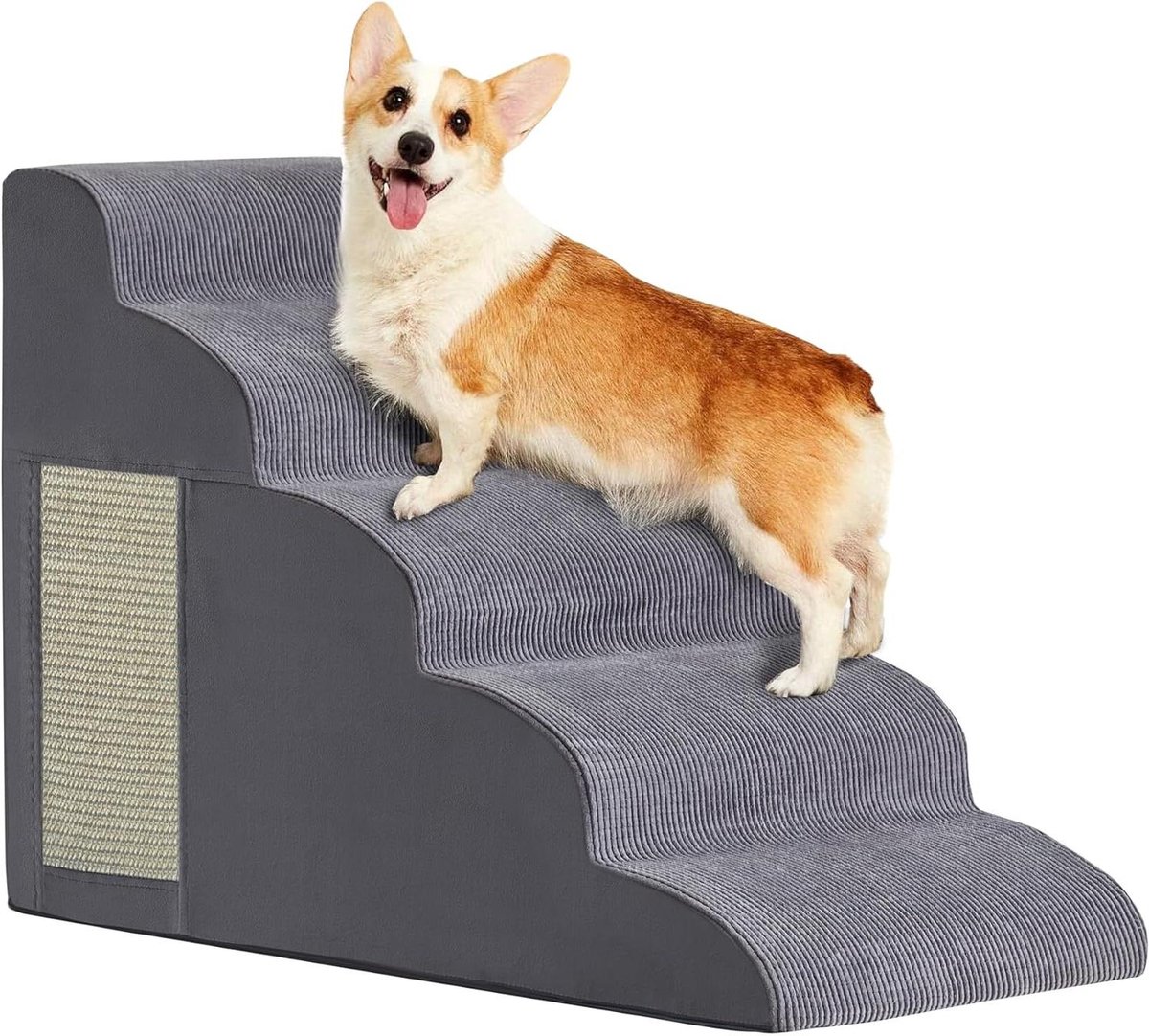 Huisdiertrap 5-traps - Hondentrap Opstapje - Huisdierencomfort Vergroten - Antislip Bodemontwerp - 84 x 40 x 57 cm - Grijs