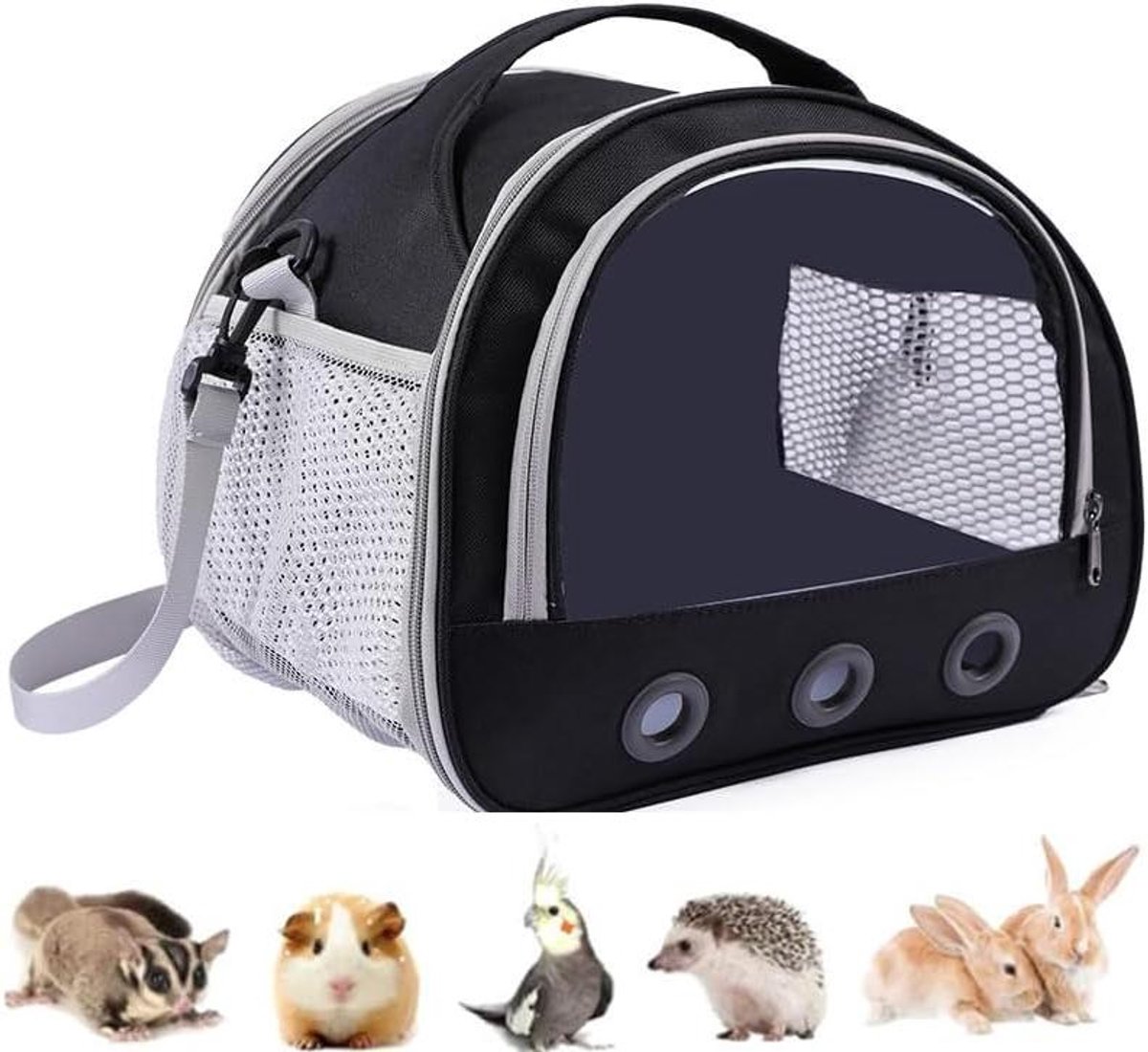 Draagbare Huisdier Transportbox - Reisbench Kleine Dieren - Veilig Vervoeren - Dubbele Deuren Mesh Ramen