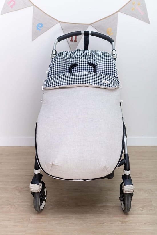 Voetenzak Kinderwagen - Babyzak Linnen - Baby Comfort - Handgemaakt in Spanje - Universeel - Zwart Vichy Lino — afbeelding 5
