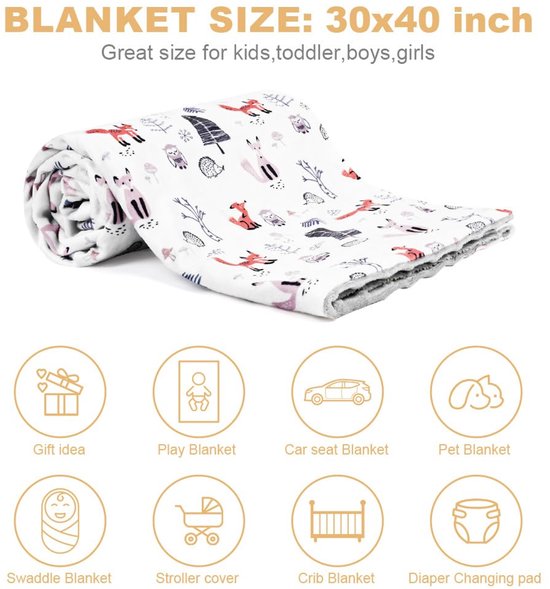 Knuffeldeken Baby 75x100cm, Zachte Katoenen Wikkeldeken Met Uil Voor Kinderwagen - Winterdeken — afbeelding 5
