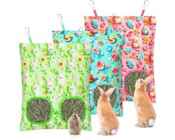 Hooivoeder Konijnen - Kleine dieren - Netjes voeren - Praktisch ontwerp - 3 stuks - Blauw Roze Groen