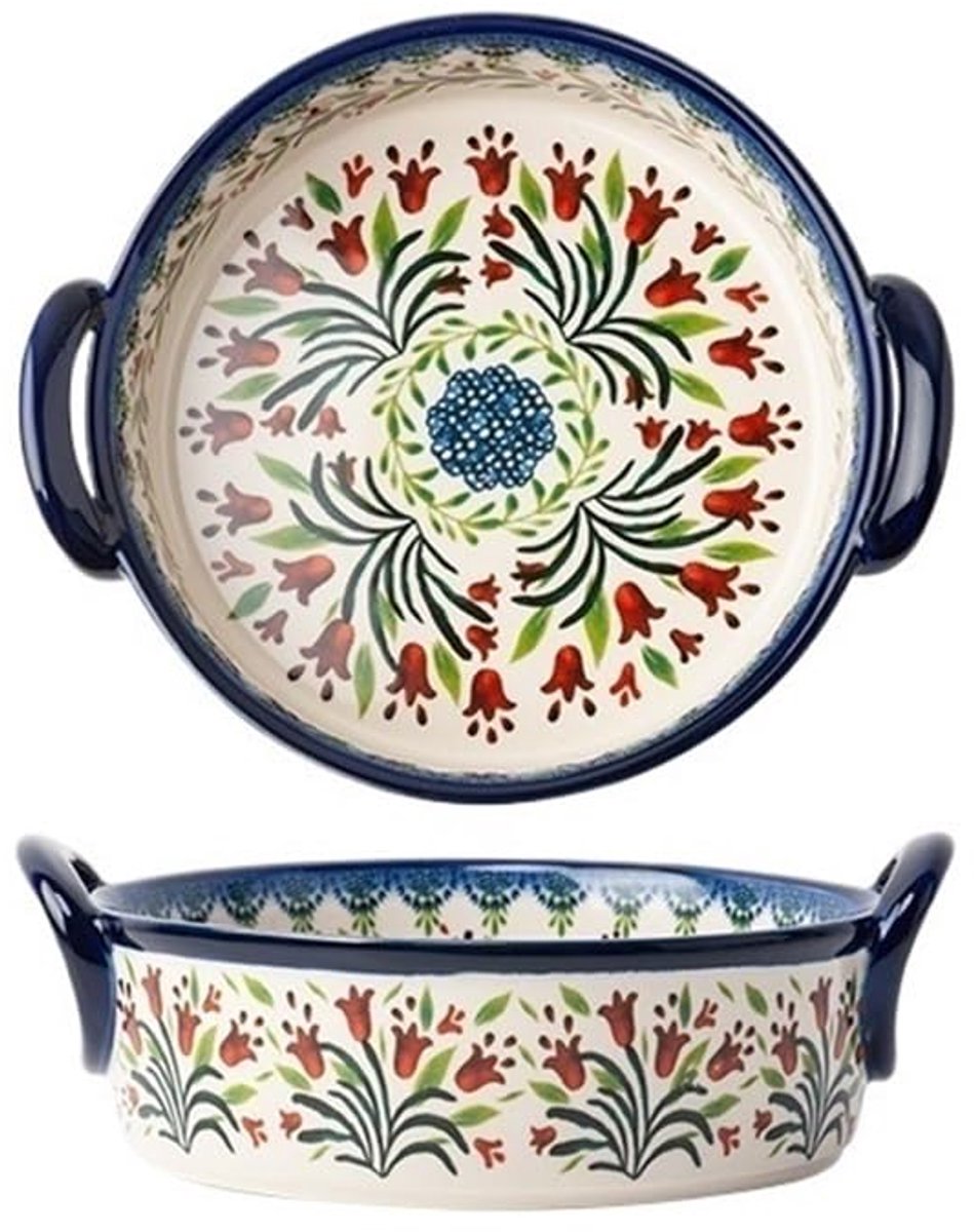 Multifunctionele grote bakplaat met handvat, saladeschaal, keramische retro-servieskom