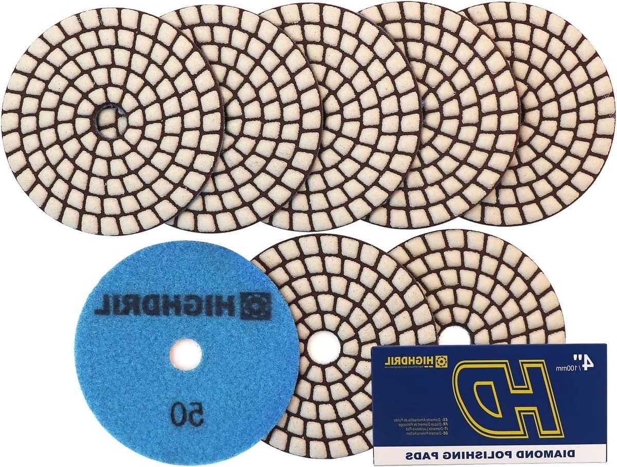 Diamant Polijstschijven - Poetsschijven - Steen Polijsten - 8 Stuks Set - 100 mm Diameter - Niet Gespecificeerd