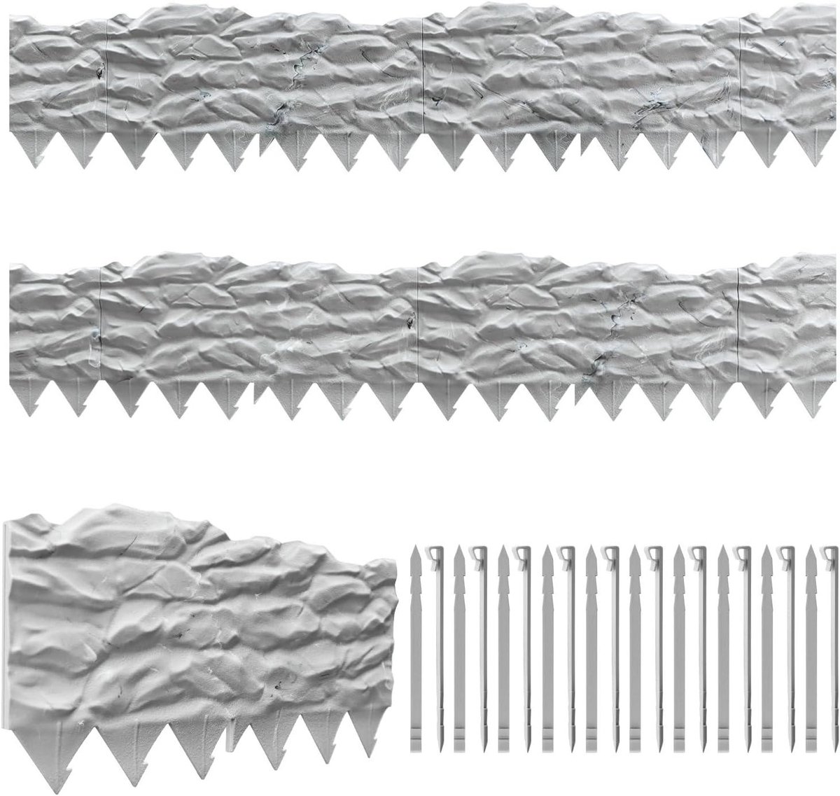 Tuinranden 20 stuks - Gazonranden Landschapsranden - Tuin Afscheiden - Gemarmerd Ontwerp - 20 meter - Grijs