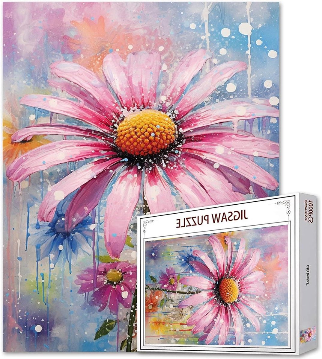 Kunst Legpuzzel - Bloemen Puzzel - Ontspannende Hobby - Aquarel Stijl - 1000 Stukjes - Roze
