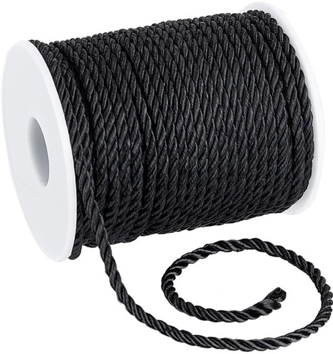 Allecto - Zwart Gedraaid Touw - Decoratief Koord - 32,8 Meter - Sterk