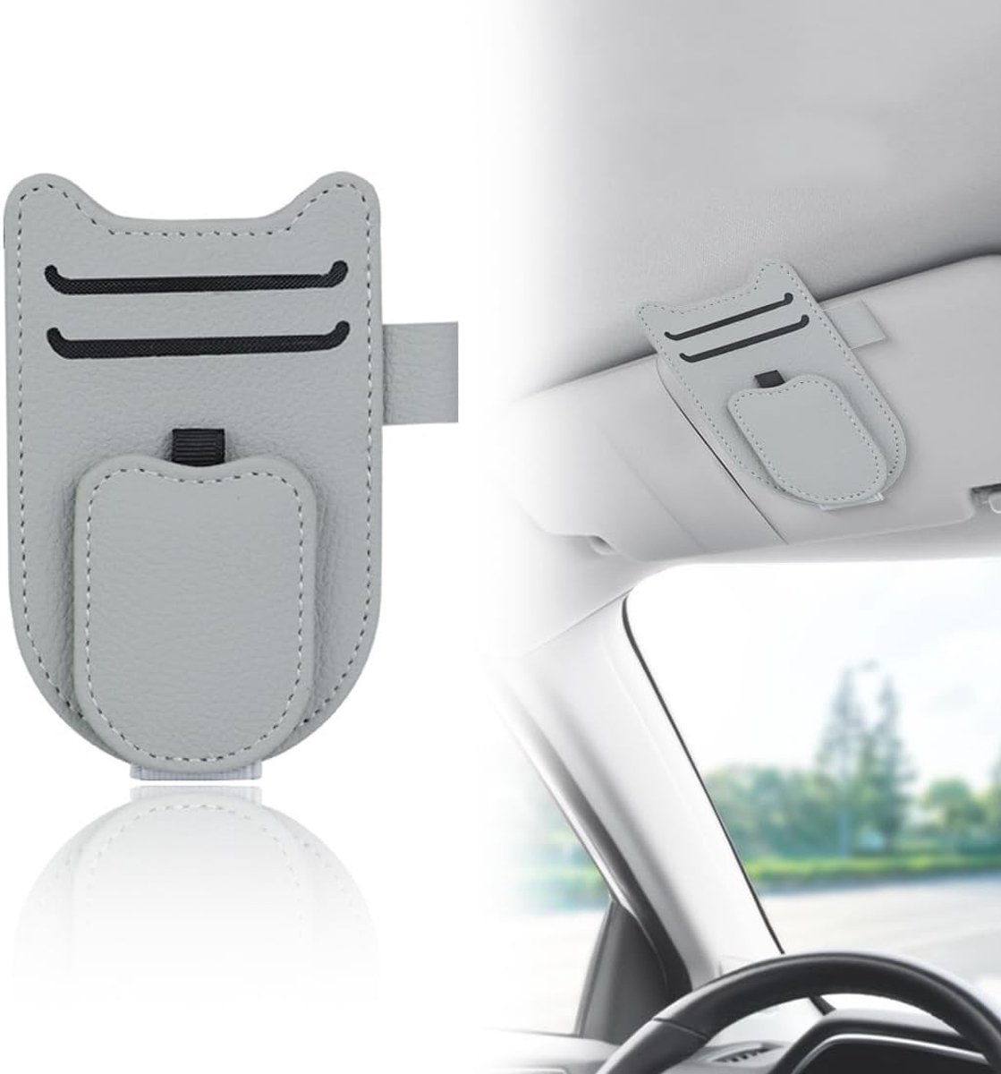1 stuk autobrilhouder, brilhouder, zonnebrilhouder, zonnebrilhouder, auto-zonnebrilhouder, leer, multifunctioneel, auto-accessoires