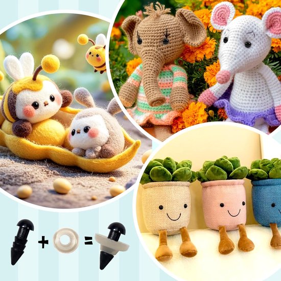 Ogen met ringen 5 mm plastic haaknaalden voor amigurumis poppen maken doe-het-zelf ambachtelijke pluche dieren — afbeelding 3