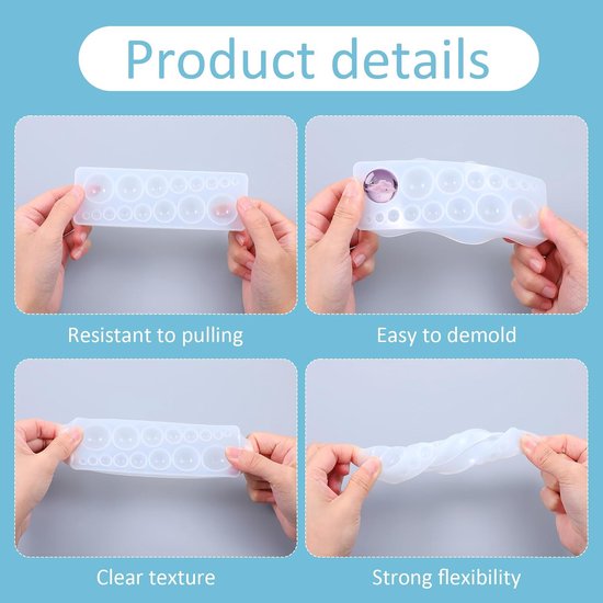 2 stuks cabochon siliconen vormen set, ronde hars edelsteen siliconen mallen cabochon siliconen mallen epoxyhars voor doe-het-zelf hangers halsketting oorbellen sieraden knutselaccessoires — afbeelding 2