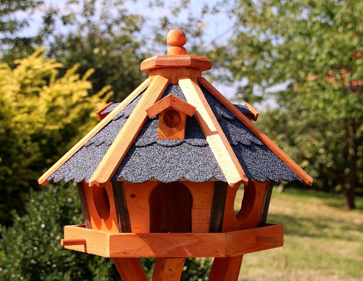 Vogelhuis Zonne-verlichting - Vogelwoning met licht - Vogels voeren - Ingebouwde zonne-verlichting - 47 cm dakdiameter - Blauw