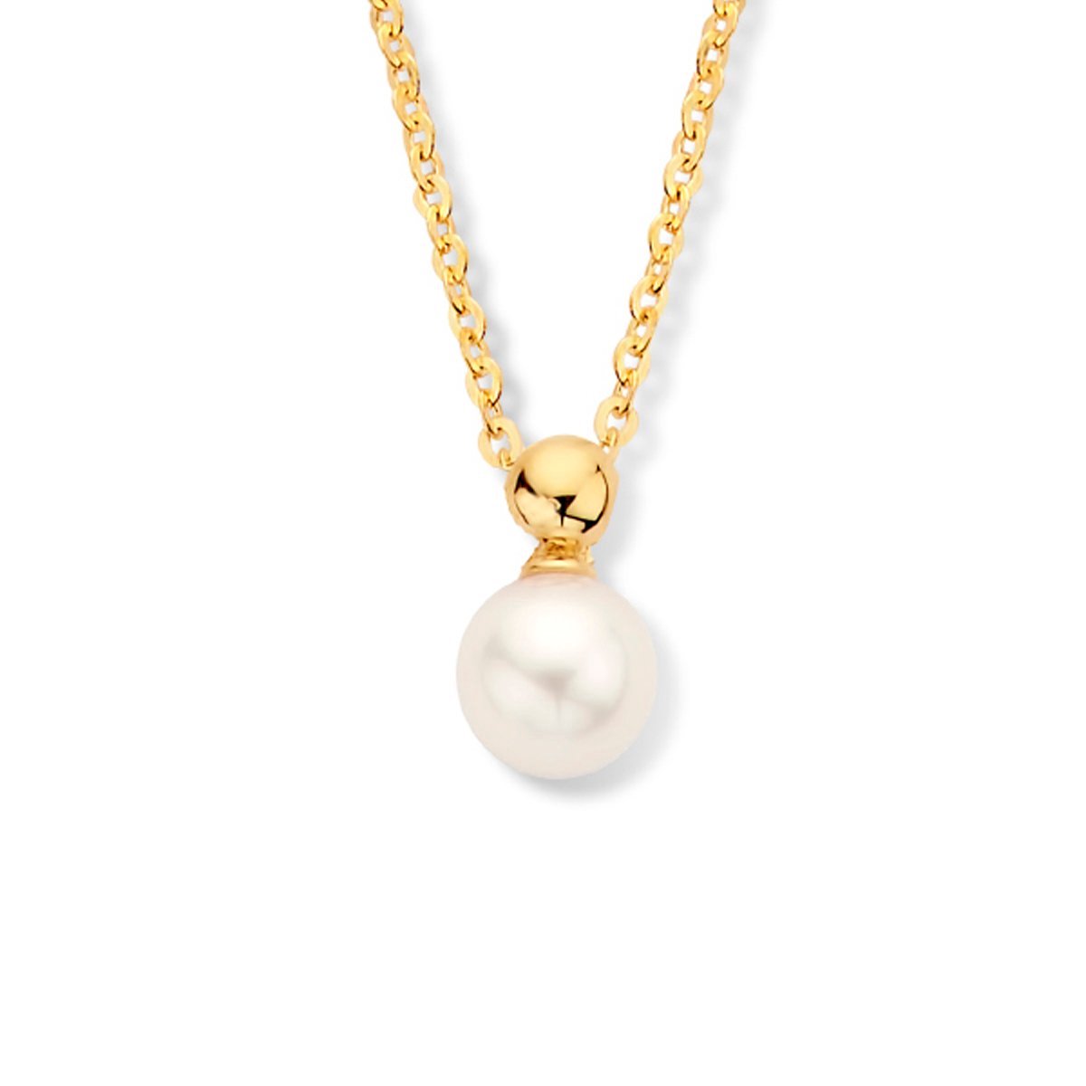 Geelgouden Anker Collier met Zoetwaterparel Hanger