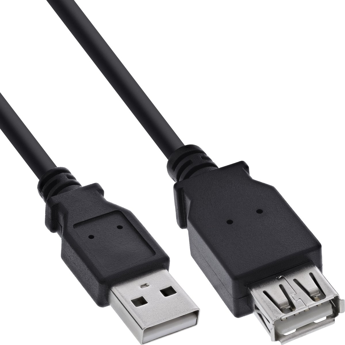 InLine® USB 2.0-verlengkabel, stekker/contactdoos, type A, zwart, 2m
