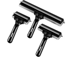 Set Van 3 Brayer-Rollen voor Knutselwerk - Lino Brayer Roller - Verfrollers - Onmisbaar voor Drukwerk - 10 Cm, 6 cm en 20 Cm - Voor Inktverf Blok Stempelen, Afdrukken, Printmaken Behang en Kunsten & Ambachten - Zwart