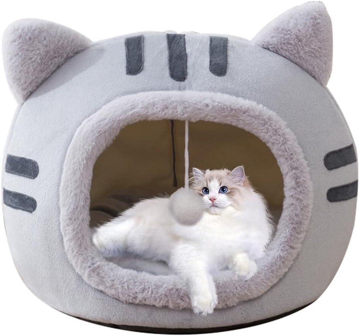 Kattenmand Huisvorm - Kattenhol Tent - Ontspannen Slapen - Inclusief Kussens - 40 x 40 x 32 cm - Donkergrijs
