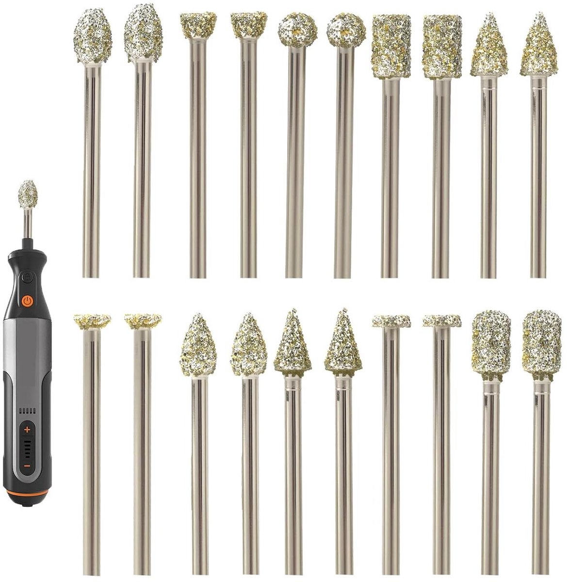 Diamantfreesgereedschap Set - Metaalvijlen Frezen set - Materiaal Bewerken - Hoge Slijtvastheid - 20 stuks - Zilver