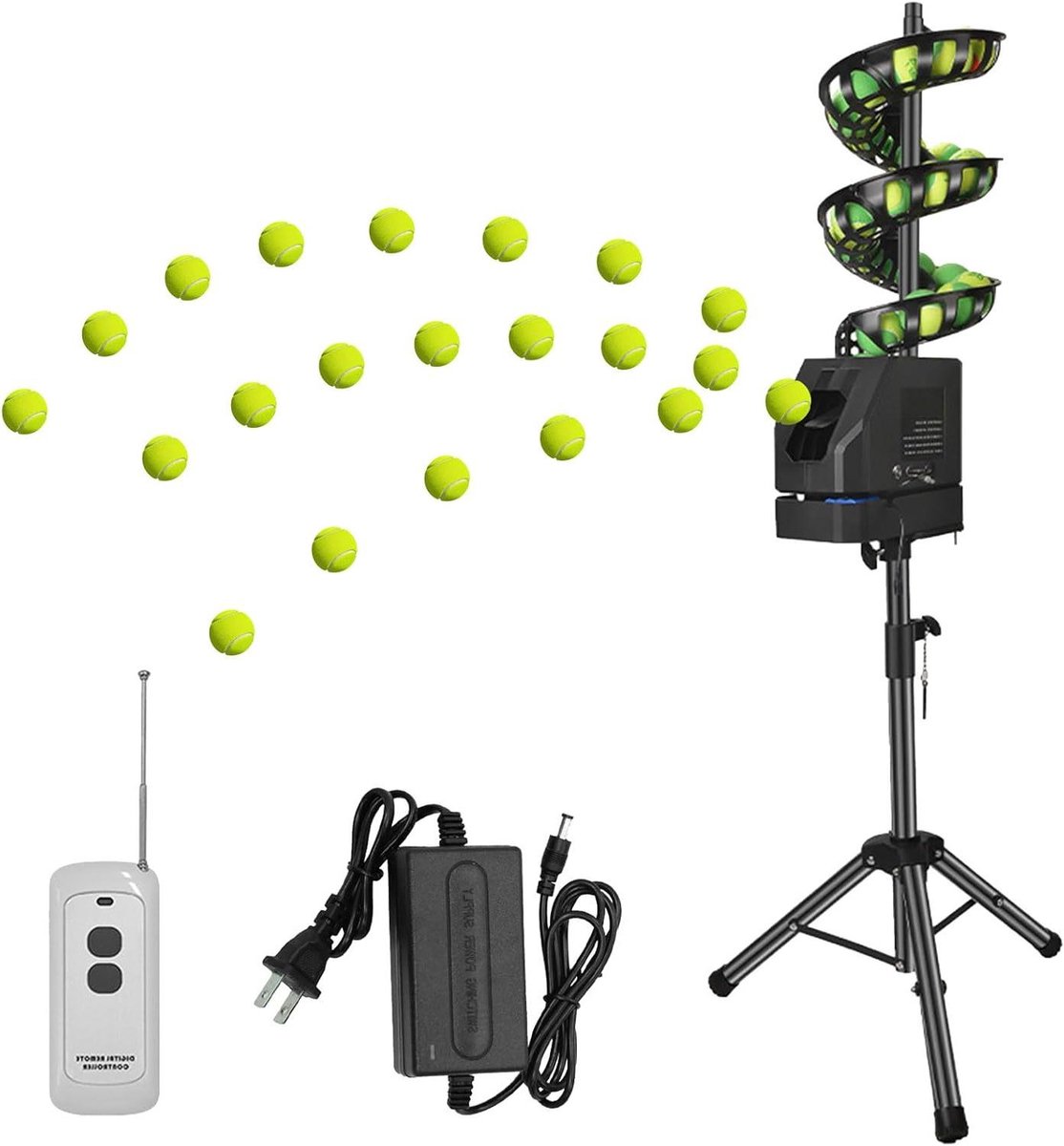 Tennisbal Machine - Automatische Tenniswerper - Tennis Training - 33 Ballen Capaciteit - 60-105 cm Hoogte - Zwart