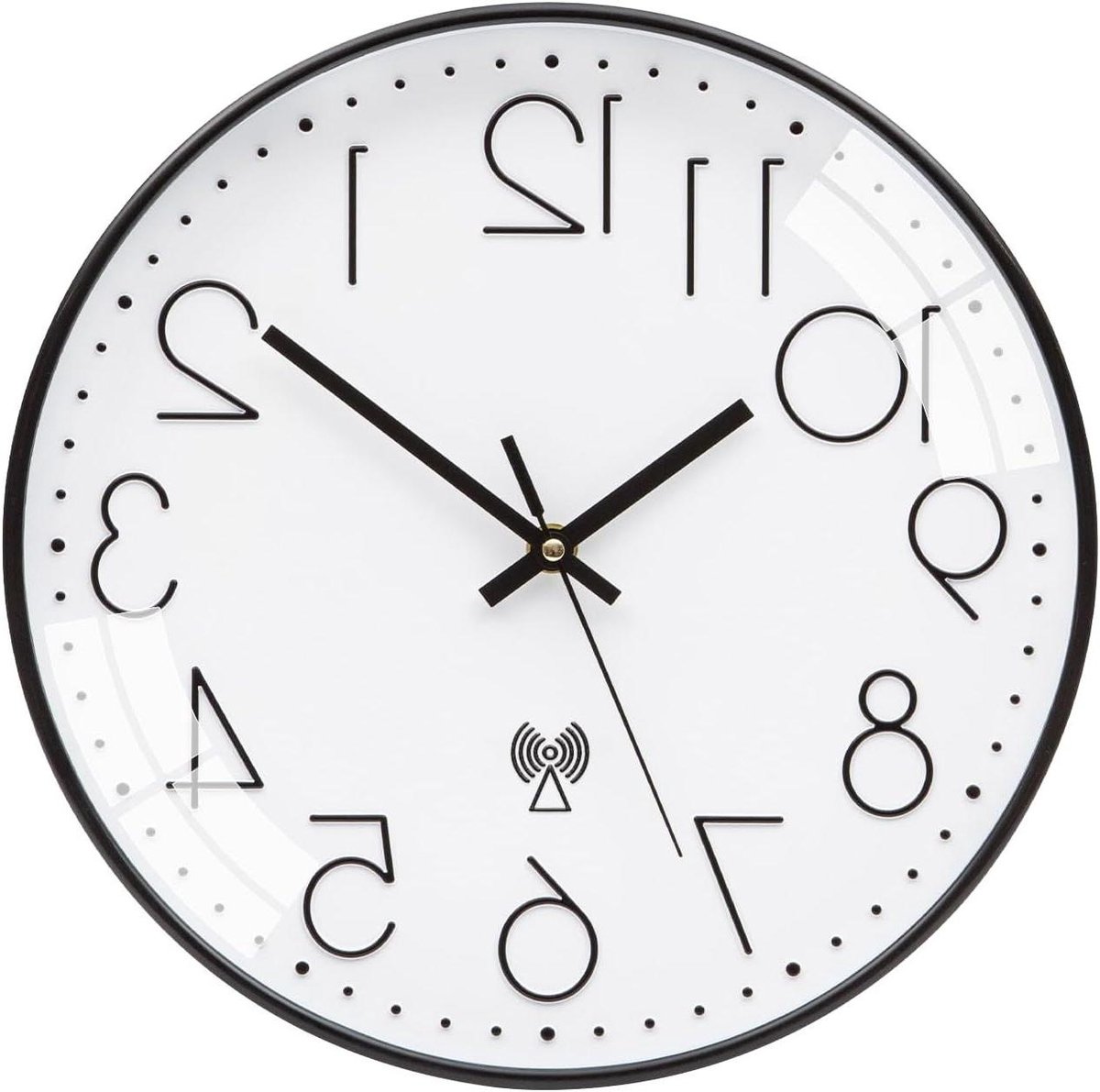 Draadloze Wandklok - Stille Klok Radio Klok - Tijd Weergeven - Automatische Tijdsinstelling - 25 cm - Zwart