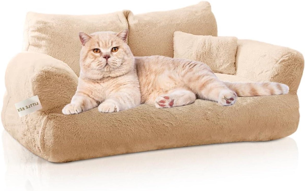 Hondenslaapbank - Huisdierbank Kattenbed - Comfortabel Rusten - Afneembare Wasbare Hoes - 65 x 46 x 30 cm - Licht Perzik