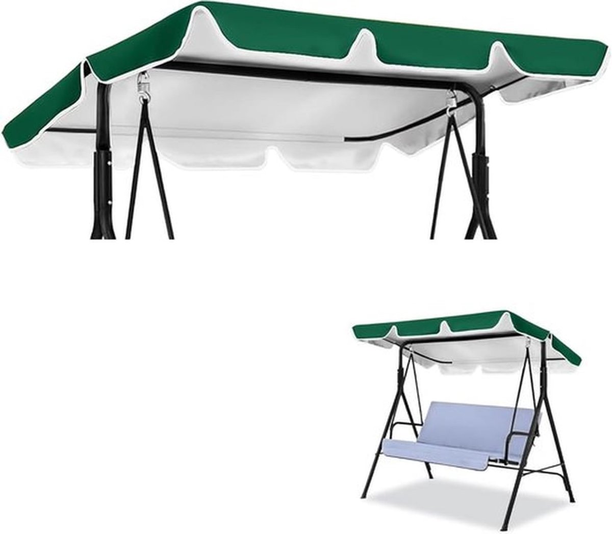Dakhoes voor Tuinswing - 3-zits - 210 x 145 cm - Groen - 420D Oxford-stof - Vervangende da