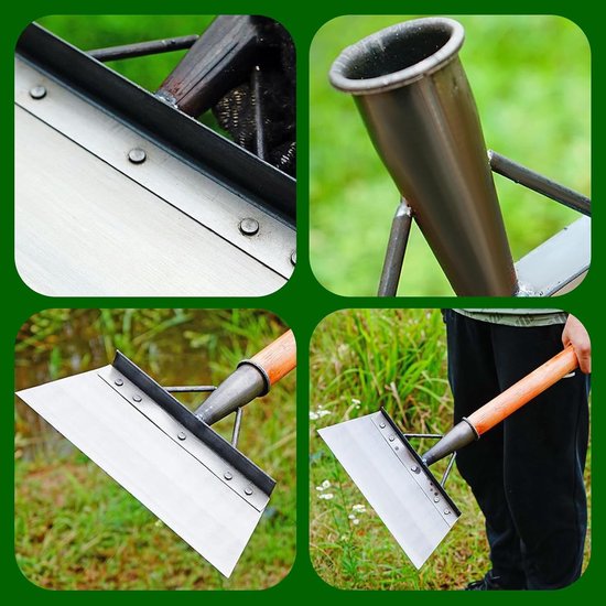 Reinigingsschop - Tuinschop schraper - Onkruid en mos verwijderen - Robuust roestvrij staal - 25 cm breed - Zilver — afbeelding 5