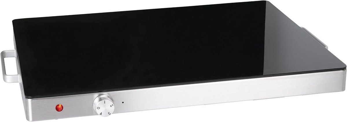 Warmhoudplaat - Verwarmende tray - Eten warm houden - Gehard glas oppervlak - 596 x 43 x 65 cm - Zwart