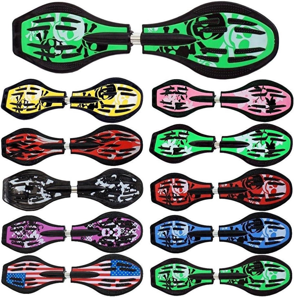 Waveboard Casterboard Splitboard Buiten skateboarden LED-wielen zonder batterijen 86cm /Doodskop