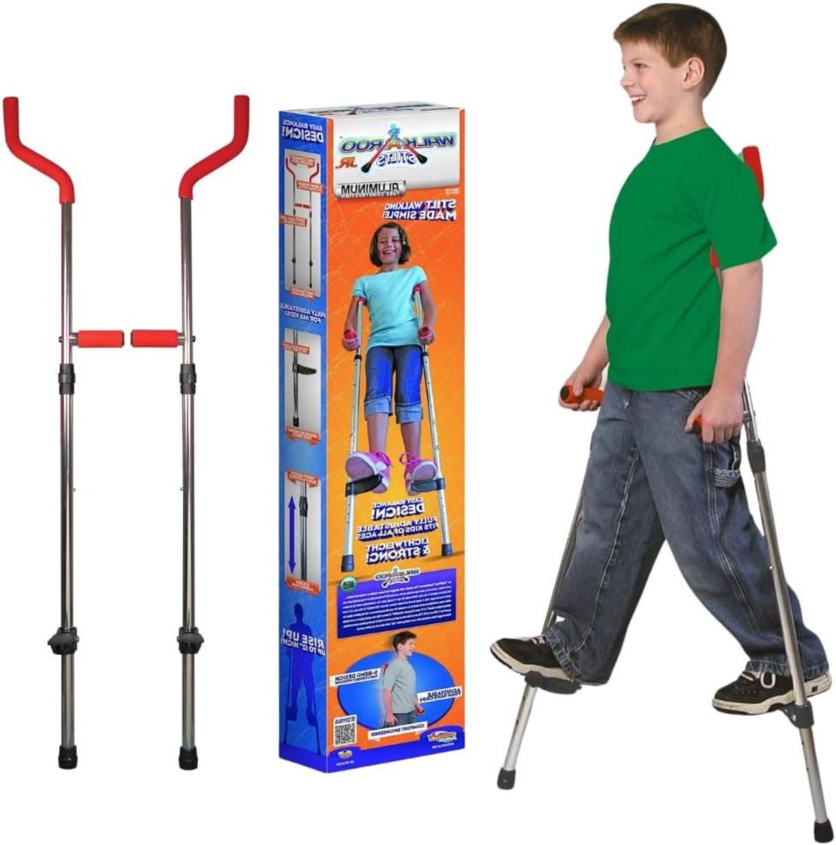 Kinder Stelten - Loopstokken Klimtollen - Buiten Spelen - Ergonomisch S-ontwerp - Verstelbaar - Zilver