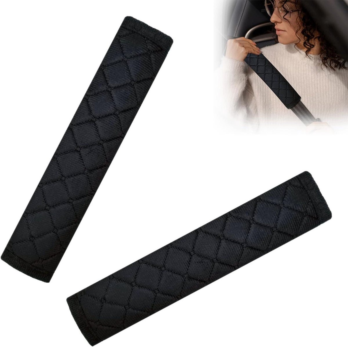 Autoriemkussen - Gordelkussen Riembeschermer - Comfortabel Rijden - Zacht Huidvriendelijk Materiaal - 27 cm - Zwart