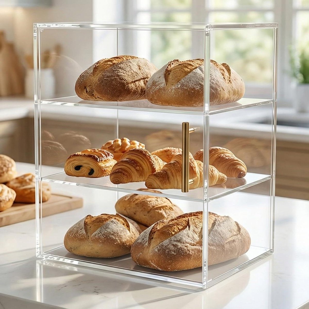 Bakkerij Vitrine - Toonbank Vitrine - Producten Presenteren - 3 Lagen Ontwerp - 30 x 245 x 40 cm - Transparant