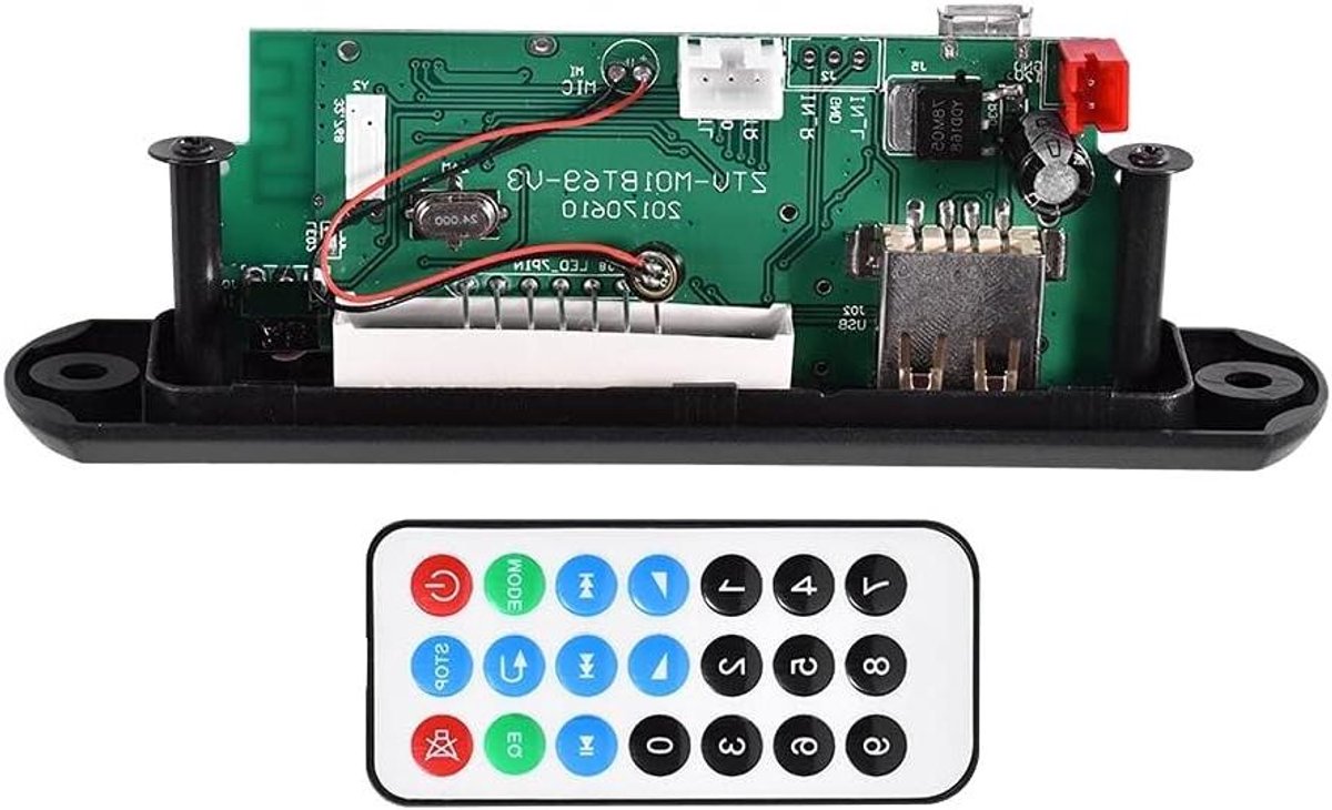 Bluetooth Decoder Module - MP3 WMA Speler - Auto Muziek Afspelen - Handsfree Bellen - 12 Volt - Zwart