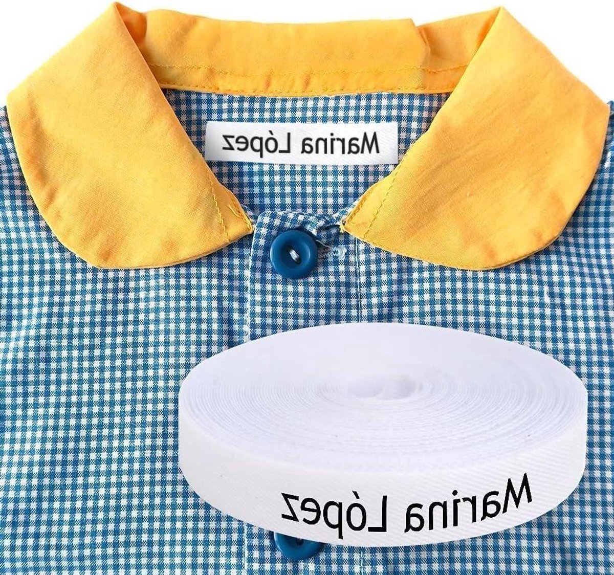 Gepersonaliseerde Naamlabels - Stoffen Etiketten Opstrijkbaar - Kleding Markeren - Zelfklevend met Strijkijzer - 6 cm breed - Wit