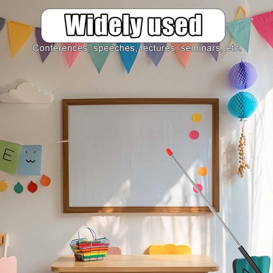 Telescopische Lerarenwijzer - Uitschuifbare Aanwijsstok - Presentaties Verbeteren - Roestvrij Staal PVC - 120cm Uitrekbaar - Zwart — afbeelding 4
