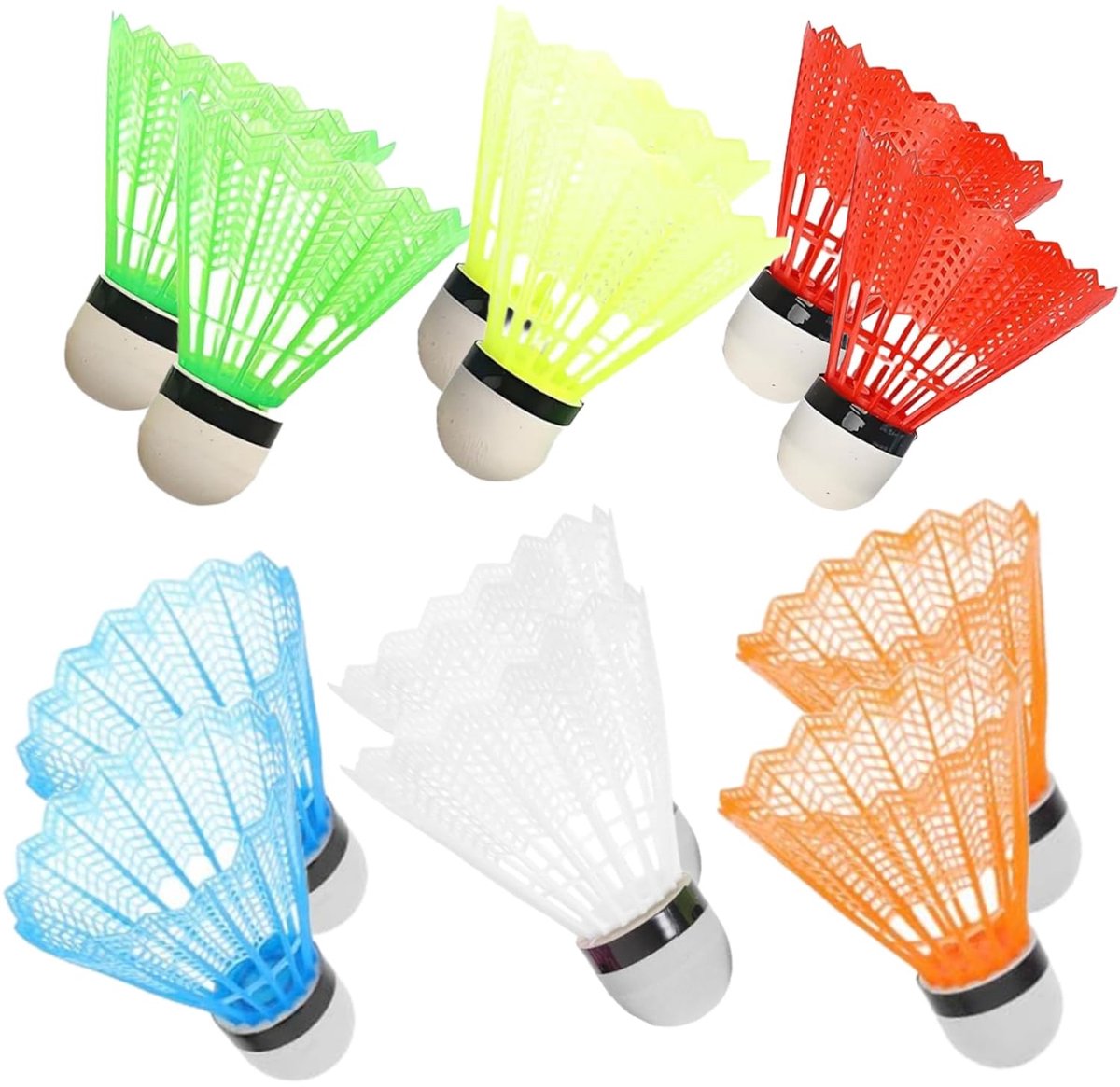 Badmintonballen, 12 stuks, duurzame badmintonballen, gekleurd, met hoge stabiliteit en duurzaamheid, shuttles, voor binnen en buiten, sport, training, wedstrijd, beweging, entertainment