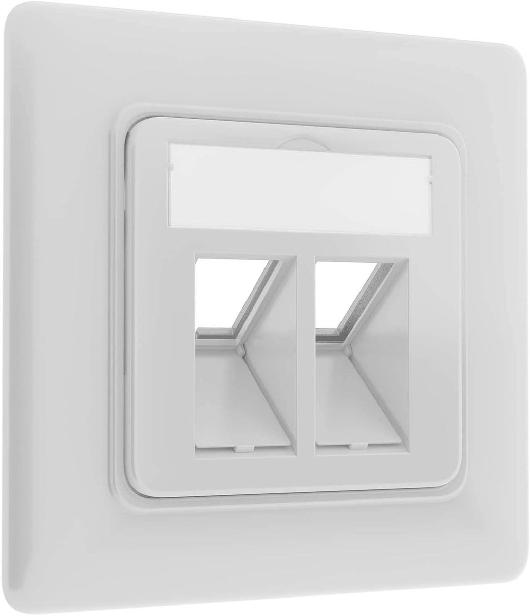 Netwerk Aansluitdoos - Keystone Module Doos - Netwerk Installatie - 2-Poorts Zinklegering - 80x80 mm - Wit