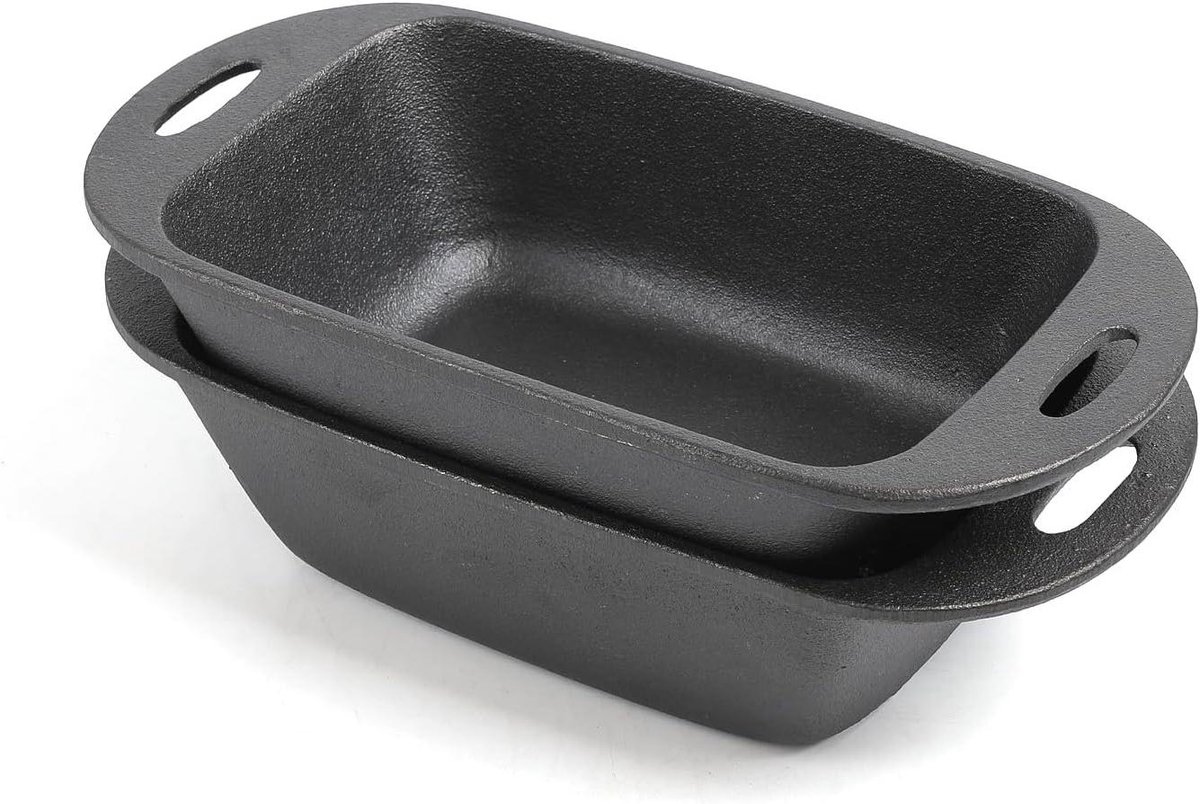 Gietijzeren Broodbakpan Broodmaker Pan Brood Bakken Open Handgrepen 29.97 x 14.48 x 7.62 cm Zwart