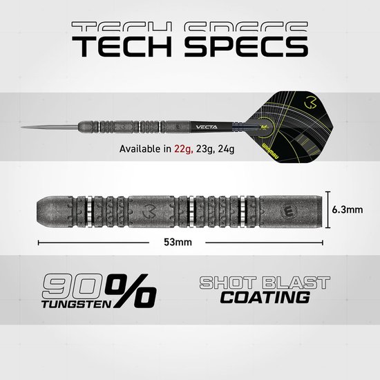 Professionele Dartpijlen - Dartset Stalen Pijl - Competitie Darten - 90% Wolfraam Barrels - 22G - Mat Zwart — afbeelding 5