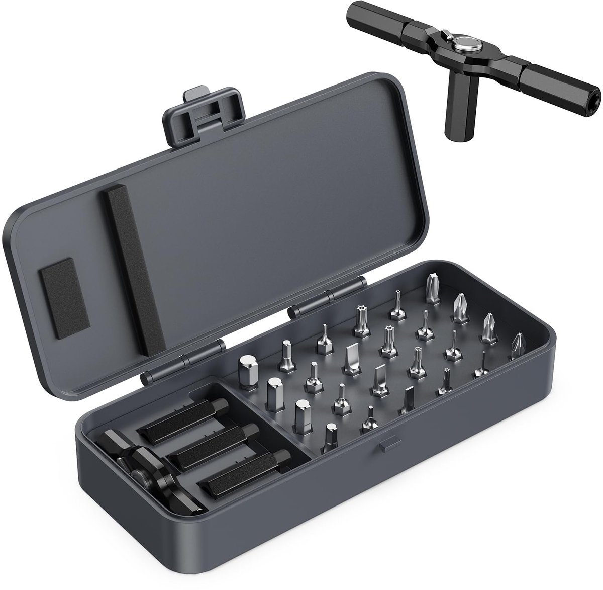 Ratelschroevendraaier Set - Magnetische Schroevendraaier - Doe-het-zelf Reparatie - 32 Stuks S2 Bits - 6.35 mm - Grijs