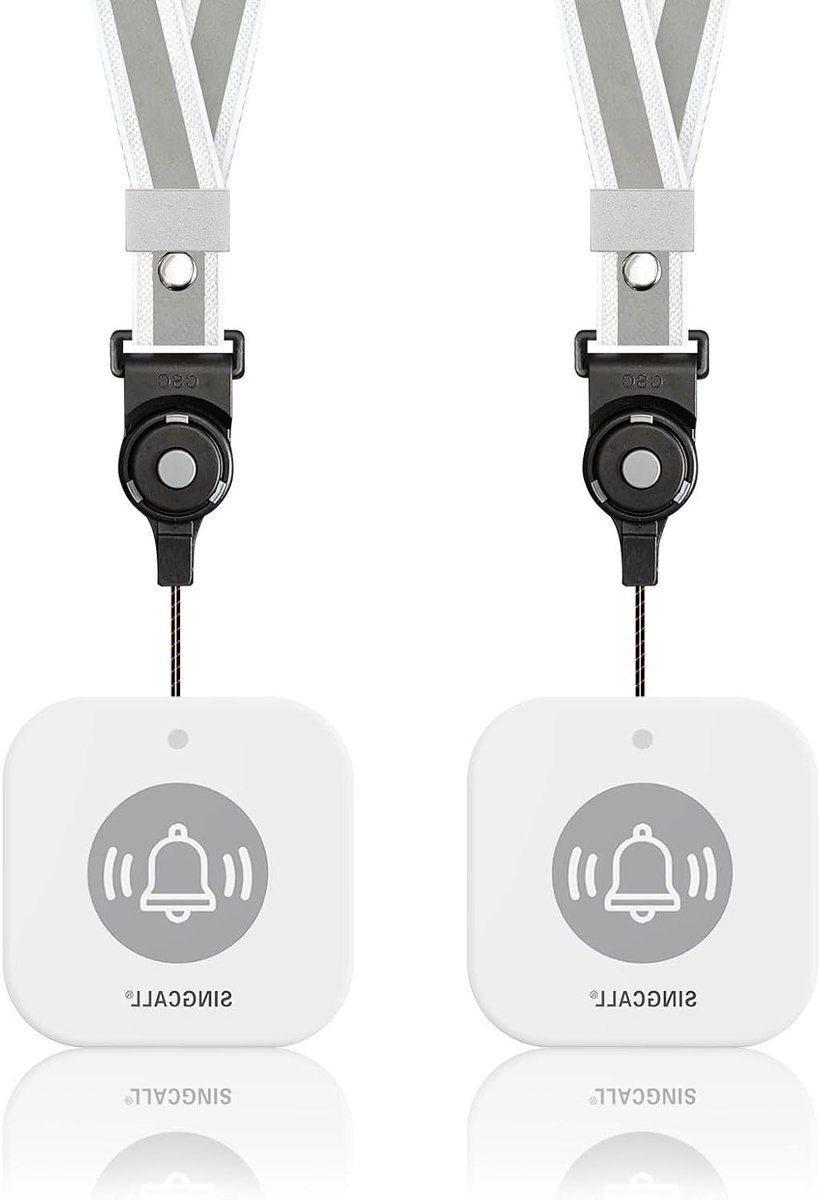 Noodoproepsysteem Senioren - Alarmknop Zorg - Directe Hulp - IP55 Waterdicht - 2 Knoppen - Wit