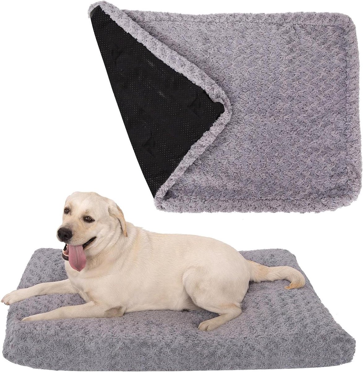 Hondenbedhoes - Vervangende hoes - Huisdiercomfort - Machinewasbaar imitatiebont - 91 x 71 cm - Grijs