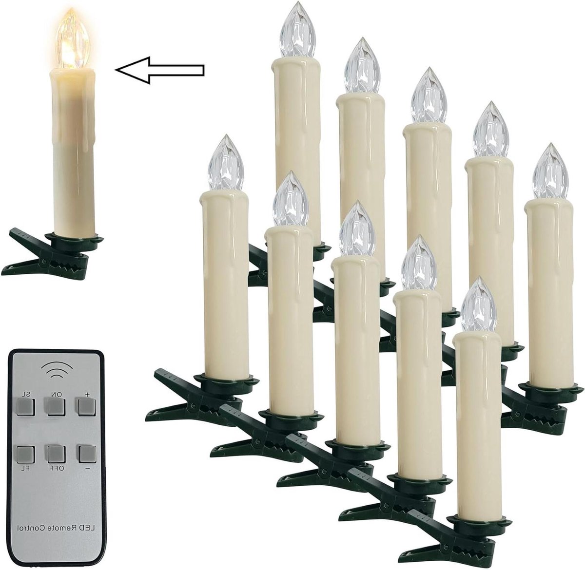 LED Taper Kaarsen - Vlamloze Kaarsen Gesimuleerde Kaarsen - Decoratieve Verlichting - Met Afstandsbediening en Clips - 4 Inch Hoogte