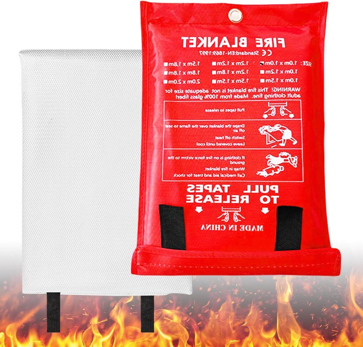 Brandblusdeken - Branddeken Glasvezel - Veiligheid Vergroten - Vetbrand Bestendig - 2 x 2 m - Wit