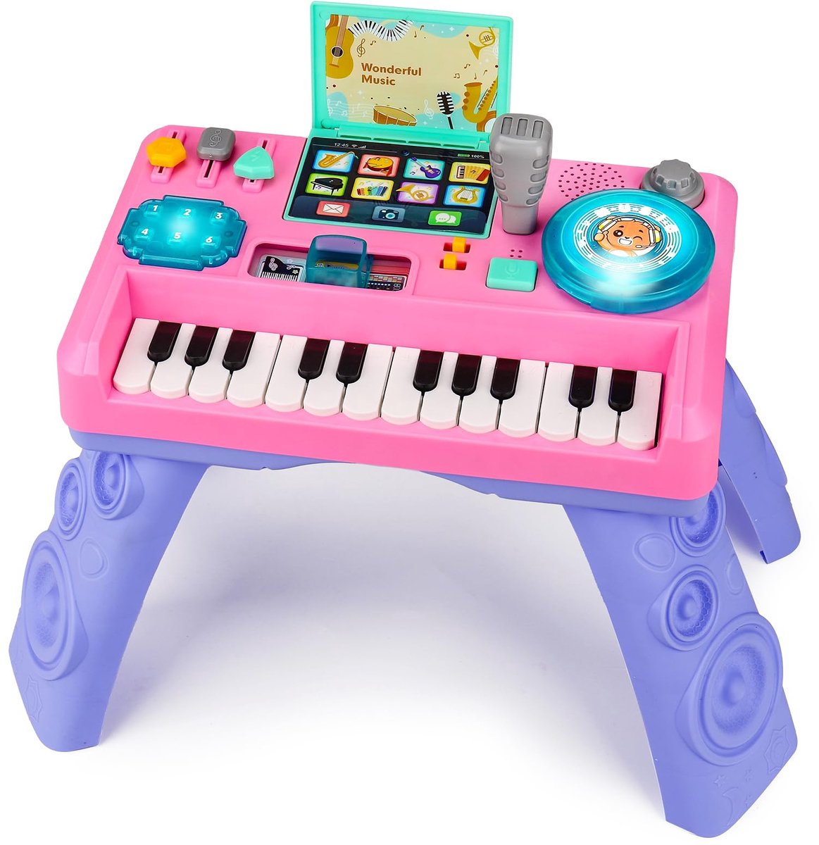 Speelgoed vanaf 1 2 3 jaar met muziek en licht, muziekspeelgoed kinderen speelgoed DJ tafel met piano, babyspeelgoed 0-6 0-12 12-18 maanden, babycadeau 1 2 3 jaar jongens meisjes