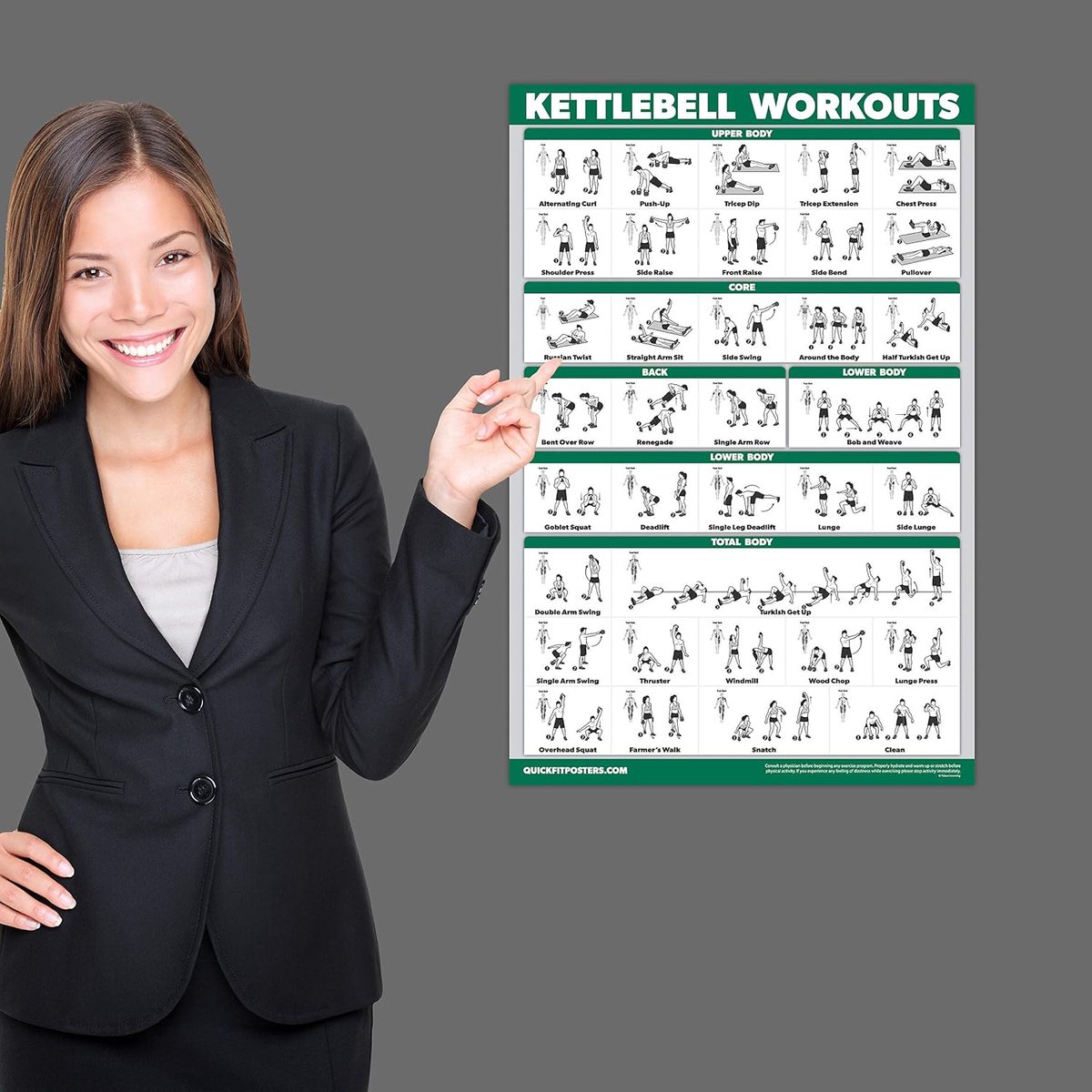 Oefeningen Workout Posters - Trainingsschema's Wandkaarten - Thuis Sporten - Set van 10 - 45x68 cm - Meerdere kleuren thumbnail 5