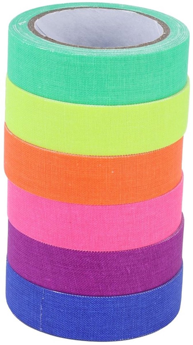 Dailygoods- Fluorescerende Tape 6 Stuks - Neon Plakband