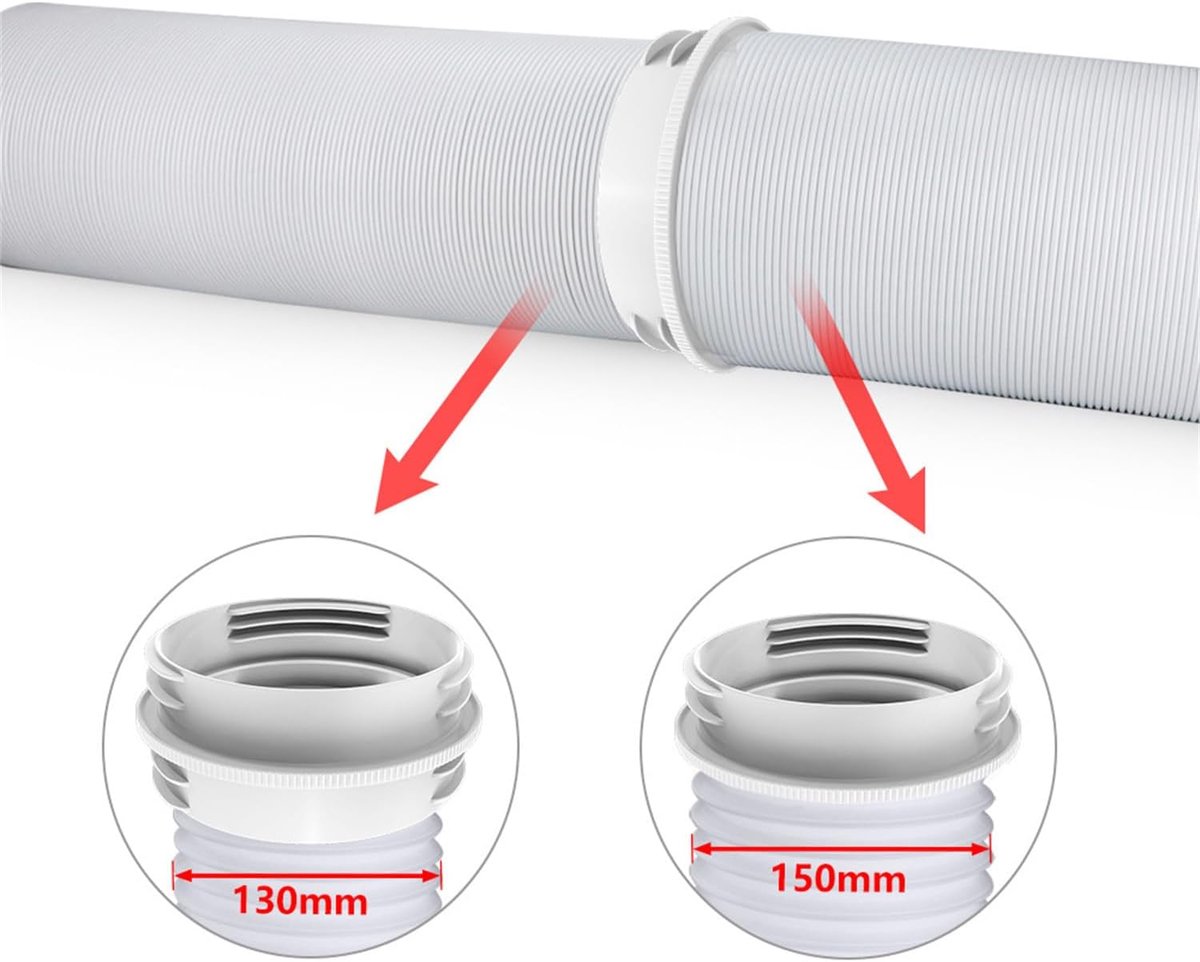 2-in-1 Koppelstuk voor Airco Afvoerslang 13-15cm | Universele Connector voor Mobiele Airco, Raam, Afzuigkap & PVC-Buis | Slangverlenging & Aansluiting | Eenvoudig te Installeren | Wit – foto 6