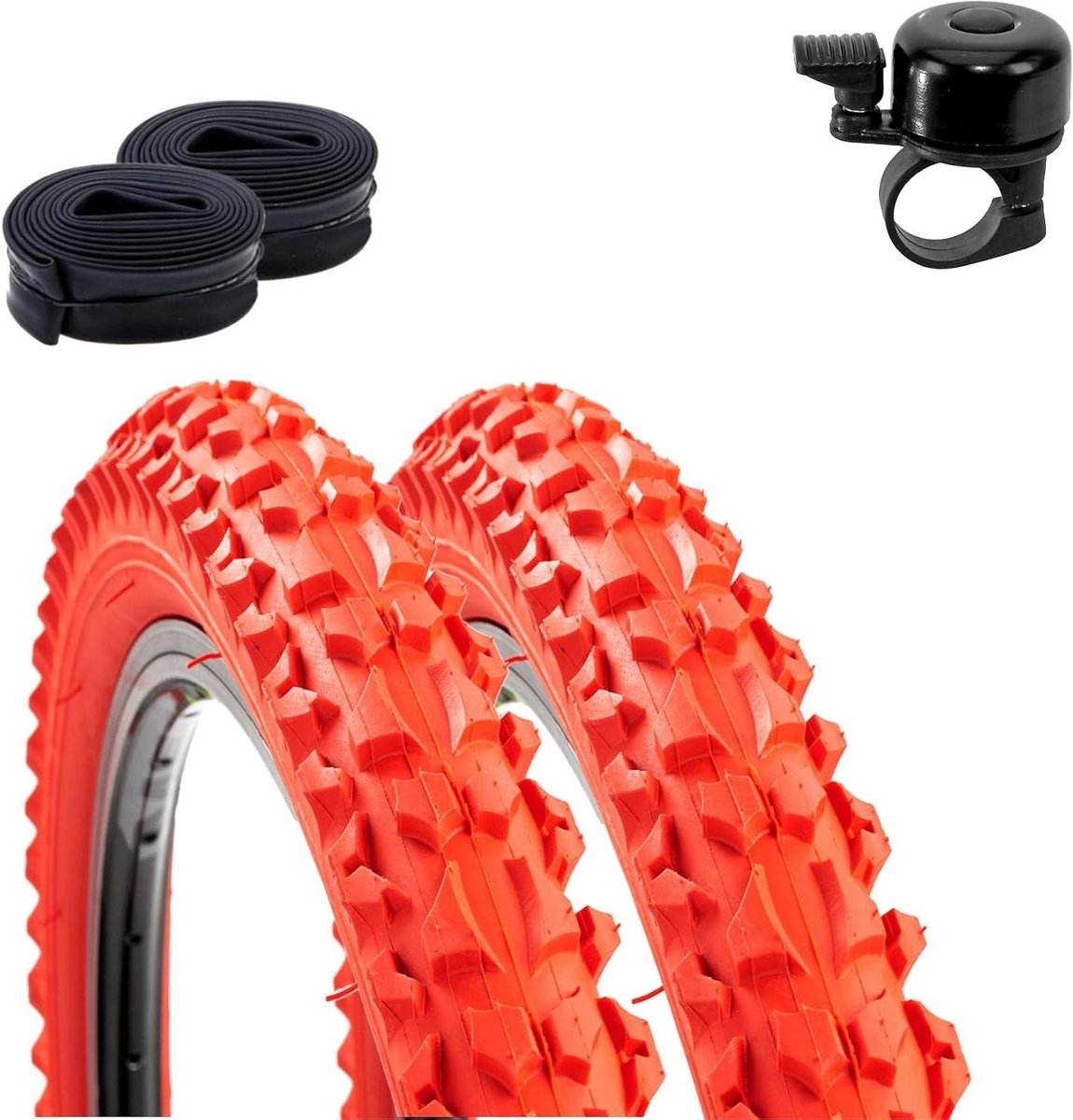 Fietsbanden Set - Fietsjas Binnenband - Fietsen Onderhoud - Rood Design - 26 x 2.125 inch - Rood