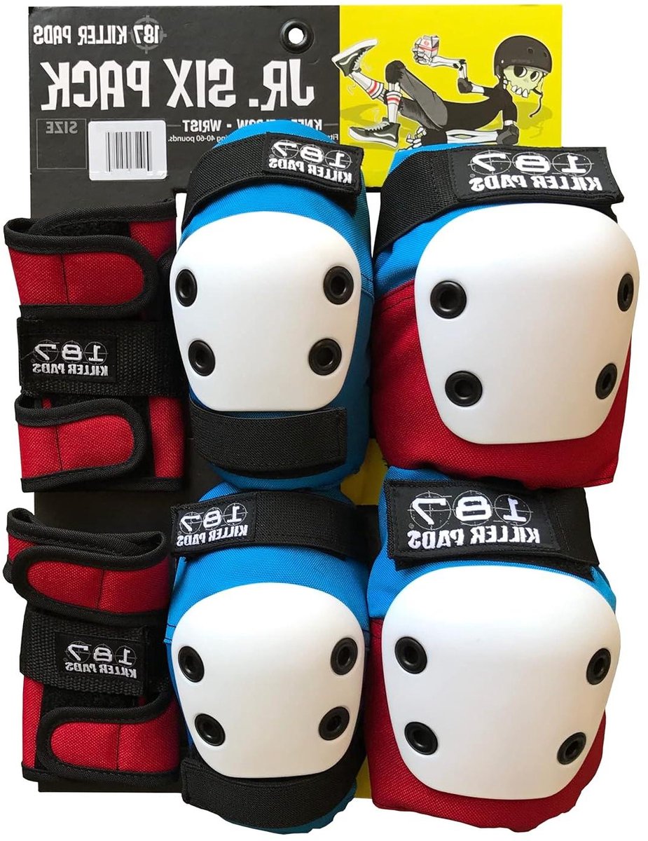 Beschermset Kinderen - Skate Beschermers - Veilig Skaten - Hard Plastic Kappen - 6 Delig - Rood Blauw Wit