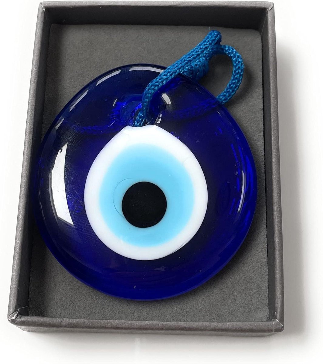 Kwaad Oog Ornament - Beschermend Charm - Geluk Brengen - Echt Glas - 4 cm - Blauw