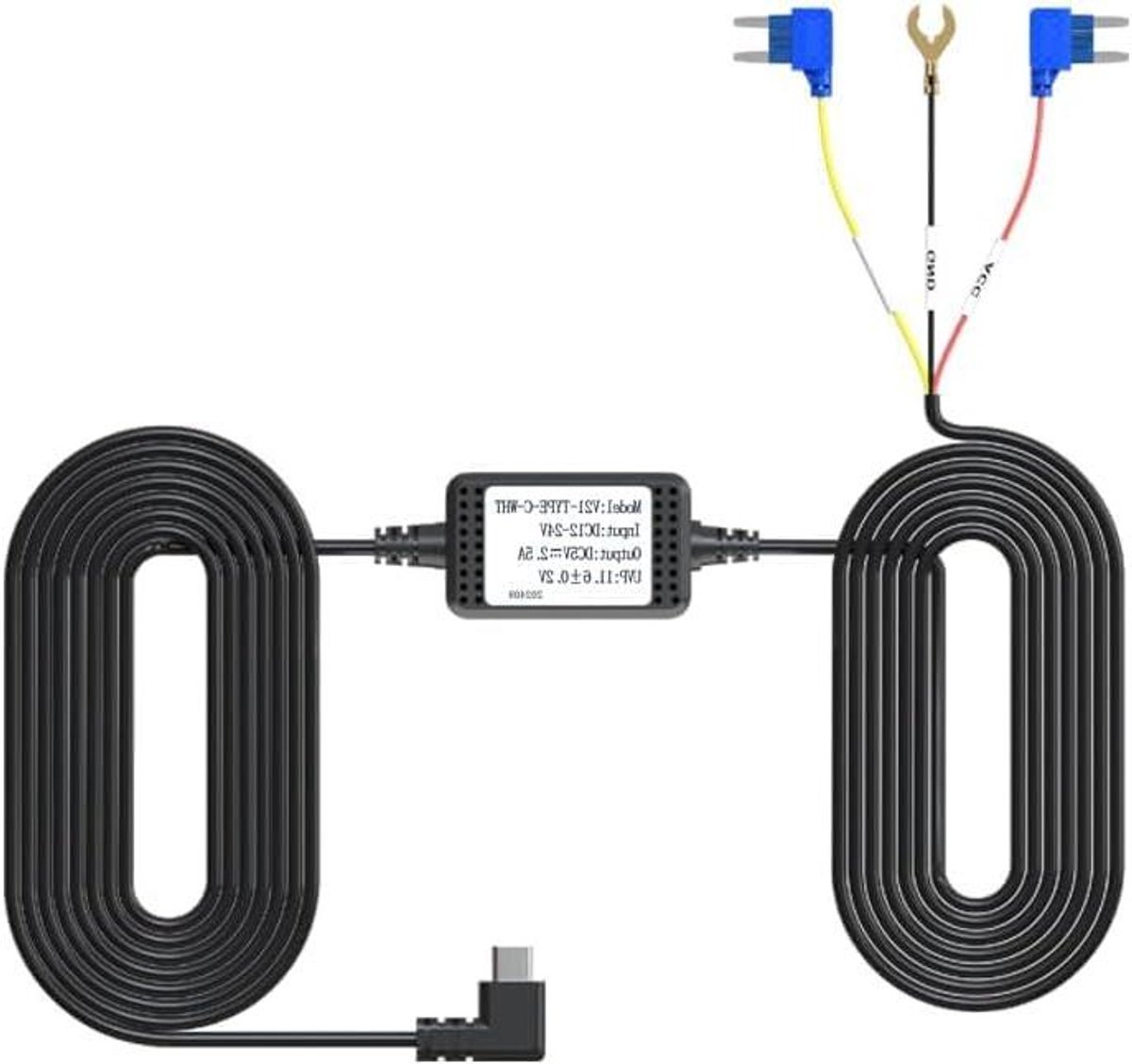 Boordcamera Bedradingsset - Oplaadkabel Camera - Parkeerbewaking - Laagspanningsbeveiliging - 12V-24V naar 5V - Zwart